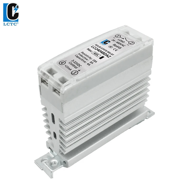 LCTC Solid State Relay DIN Rail Slim SSR 10/15/25/40A 0-10V 0-5V 4-20mA Voltage Regulator Relay With Heat Sink DC-AC DC-DC AC-AC