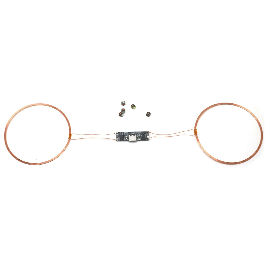 70MM Dual coil TYPE-C USB Wireless Power Supply Transmitter Inductor Receiver LED Light Lighting DIY Toys Model Robot Sand Table