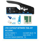 RJ45 Crimp Plier Pass Through Crimper Stripper Cutter for Cat7 Cat6 Cat5e 8P8C Modular Connector Ethernet All-in-one Wire Tool