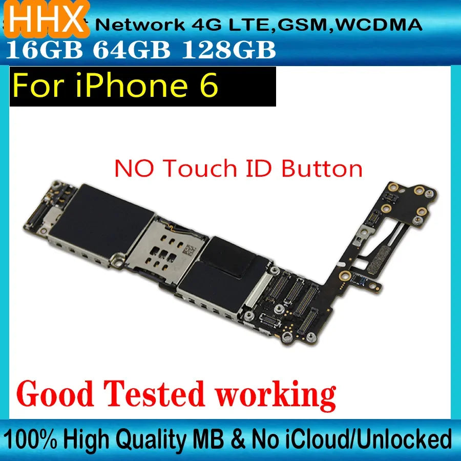 For iPhone 6 Motherboard Full Chips iOS System Free ICloud Logic Board Good Tested 4G LTE Mainboard 16/16/128GB Plate Unlocked