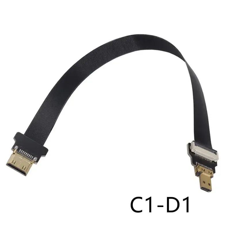 Ribbon FPV HDMI-Compatible Connector Flexible Flat Cable Raspberry Pi 4 Micro HDMI To HDMI Mini HDMI Female 90 Degree FFC 20pin