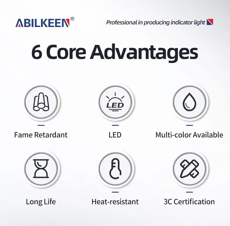 ABILKEEN 20PCS/LOT AD16-22F Square Head LED Indicator Light 22mm Panel Mount Signal Lamp Red Green Yellow Blue White