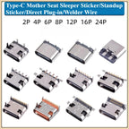 10Pcs USB Connector Type C Female Charging Port Jack 2/4/6/16 Pin Type-C Socket PCB Soldering SMD SMT DIY Repair Type C Adapter