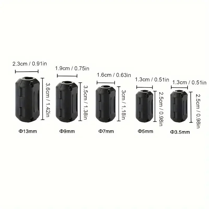 6/10PC Snap Magnetic Ring Ferrite Filter For Cable Shield Removable EMC Inner Diameter  5mm 7mm 9mm 11mm 13MM Degaussing Filter