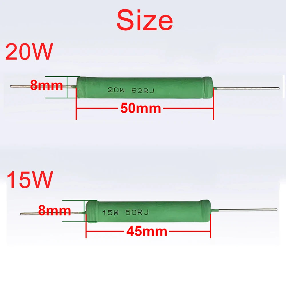 10PCS 15W 20W Wire Wound Resistor RX21 5% Resistance 0.1 0.2 1 2.2 3.3 4.7 6.8 10 22 47 100 220 330 470 680R 1K 10K 12K 15K Ohm