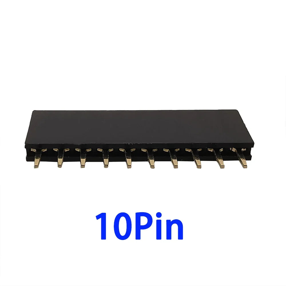 10Pcs2.54mm Pitch Single Row Female Pin Header Socket 2~40P PCB Board Connector Strip Gold Plated Pinheader Terminal for Arduino