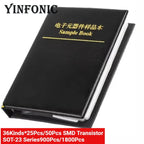 Transistor SOT-23 Sample Book 36 Kinds*25Pcs/50Pcs 900Pcs/1800Pcs Assorted SMD Transistors Kits S9012 SS8050 SS8550 2N5401