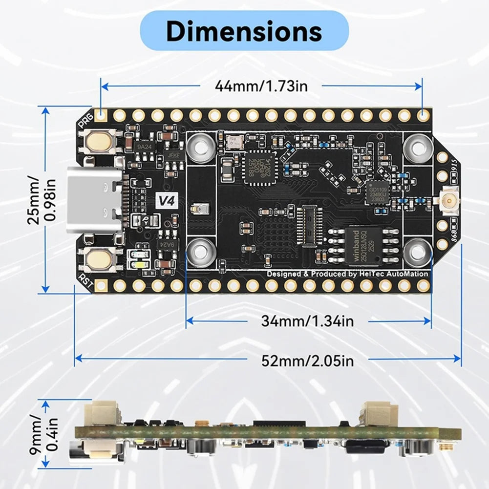 A49T Heltec V4 Meshtastic WiFi LoRa 32 Dev-Board Set Soft Antenna SX1262 Solar Powered BLE Low Power W/GNSS