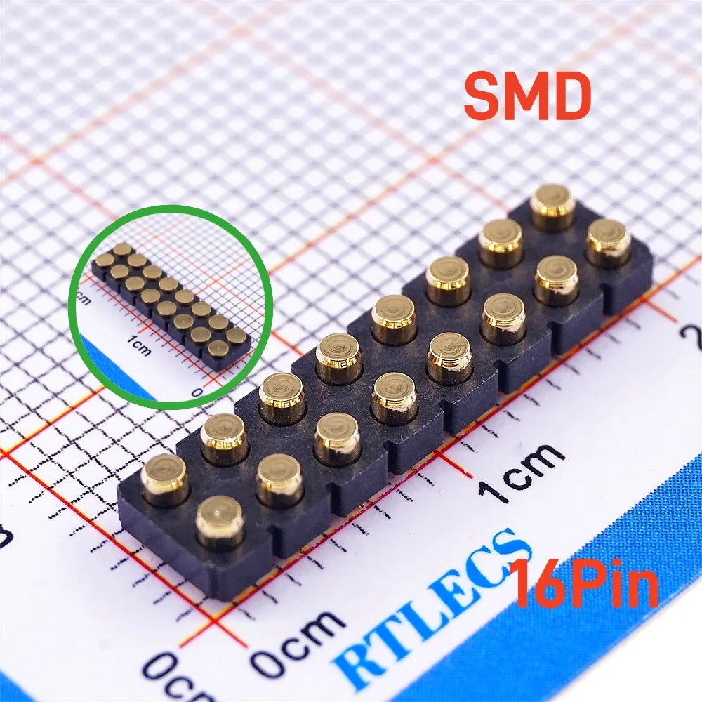 5Pcs Target PAD Connector 2.54 Grid 4 6 8 10 12 14 16 20 Pole Female Spring Pogo Pin Header Socket Power Charge DIP SMD Dual Row