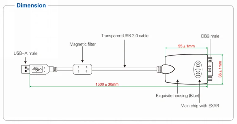 UOTEK 4.9Ft USB to RS232 RS485 RS422 Converter USB-A RS-232 RS-485 RS-422 Cable Serial DB9 Connector Full Half Duplex UT-8890