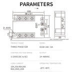 KANE DC-AC 3-Phase Solid State Relay 3-SSR 10A-200A KSSR 3~32VDC-24~480VAC Control 40AA 40DA KSSR Epoxied Protection