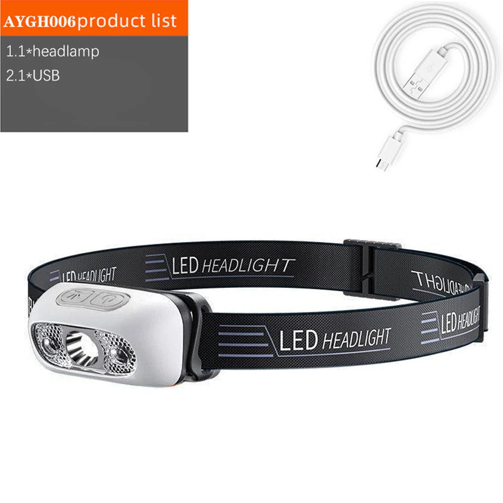 500 Lumen USB Rechargeable Headlamp Motion Sensor Bright LED Running Fishing Flash Head Lamp Headlight Infrared Sensor Light