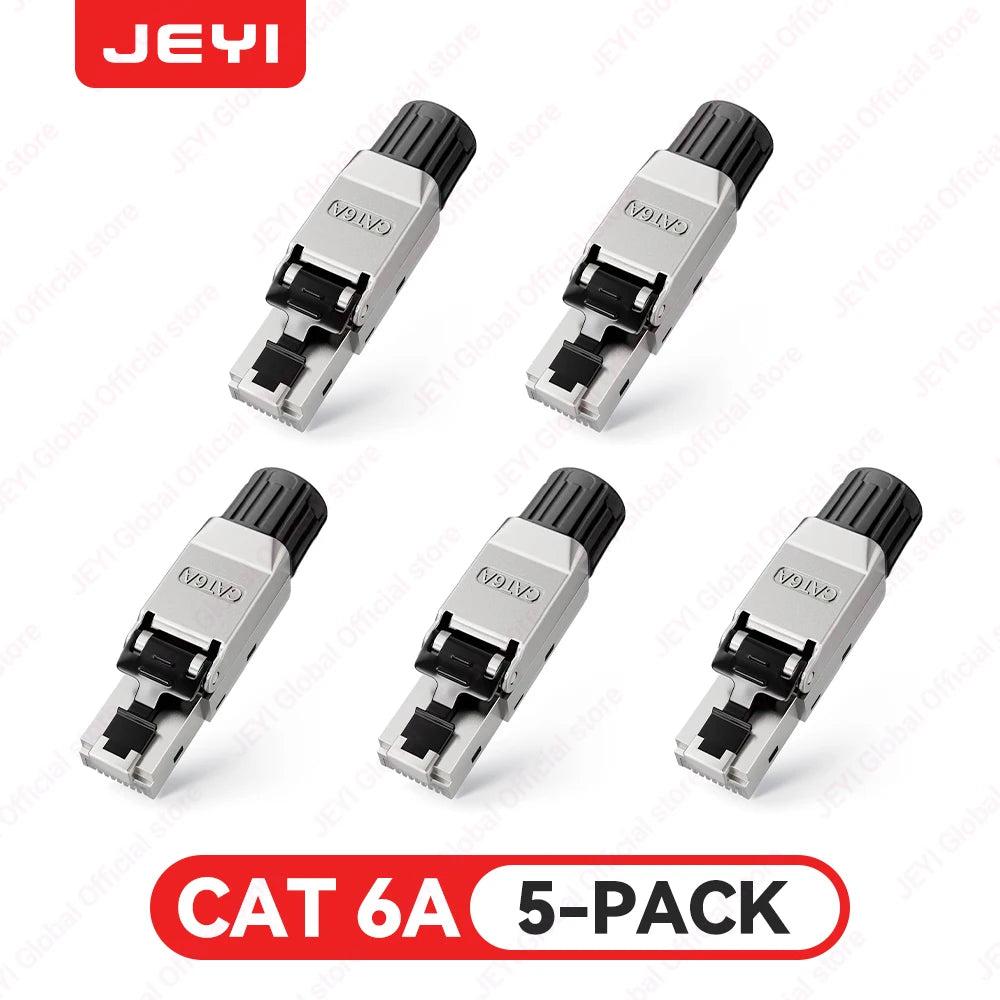 JEYI CAT8/CAT7/CAT6A RJ45 Toolless Ethernet Cable Connector 40Gbps/10Gbps Shielded Network Cable Plug for 22-24AWG STP Lan Cable