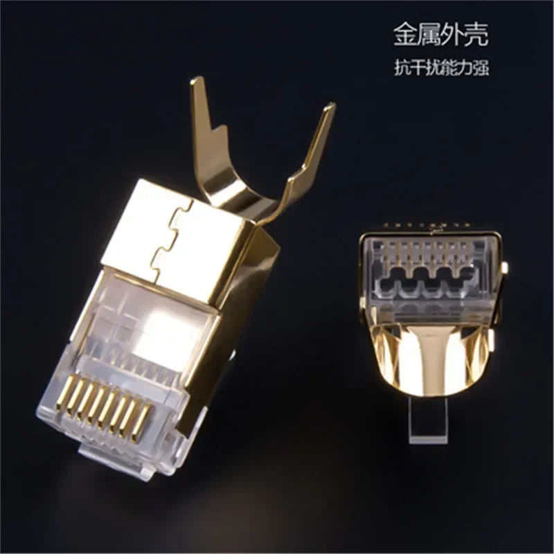 Cat8 Ethernet Plug RJ45 Connector 8P8C Modular Termination Shielded 1.5mm Large Pin Hole For Cat 8 23AWG LAN Networking Cable