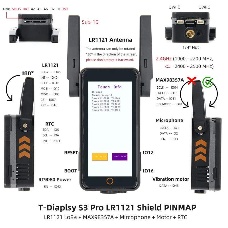 T-Display-S3-Pro-LR1121 LORa+MAX98357A+Mircophone