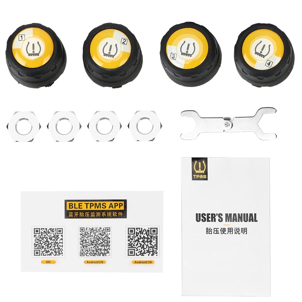 Android iOS BLE TPMS External Alarm Tire Pressure Sensors APP Display Universal Car Tire Pressure Sensor Bluetooth 4.0 5.0