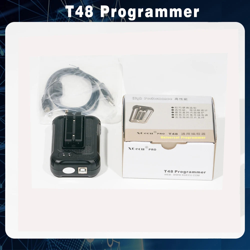 XGECU T48 (TL866-3G) Programmer with ISP Cable Support 34000+ ICs for SPI/Nor/NAND Flash/EMMC BGA/TSOP/SOP/PLCC+ 27 Adapters