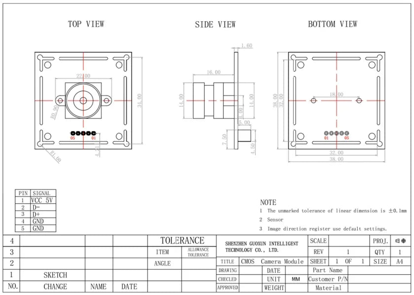 GXIVISION 2MP 60FPS Global Shutter USB Camera Module,Monochrome Image,2 Megapixel,1600x 1200,Drive Free,High Speed Capture