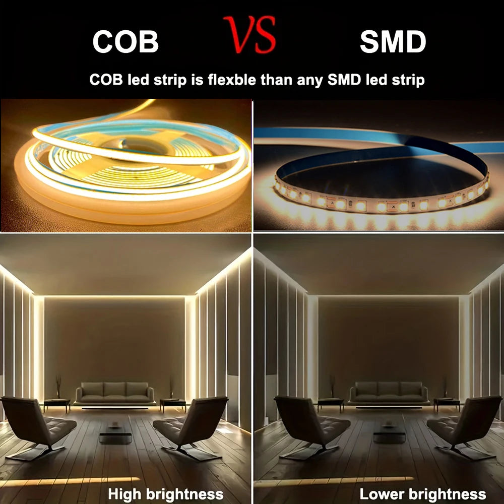 3mm Ultra Thin Led COB Strip USB 5V Flexible Led Strip Lights for Kitchen Room Cabinet Decor TV Mirror Backlight