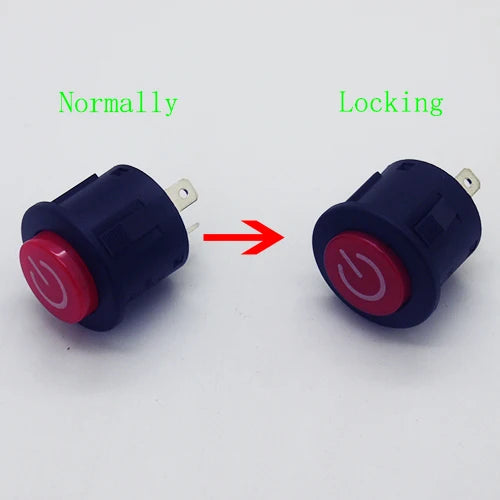 1PC 22MM Power 3PIN Latching/Self Locking Glowing Red Plastic Push Button Switch With LED 12V Panel Indication