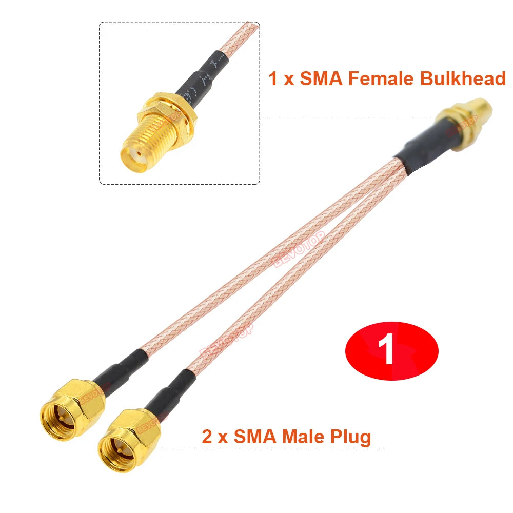 SMA Splitter RG316 2 Way Cable RP SMA Male Female to Dual SMA Male Female 2 X SMA Antenna Adapter Y Type Pigtail RF Coax Cable