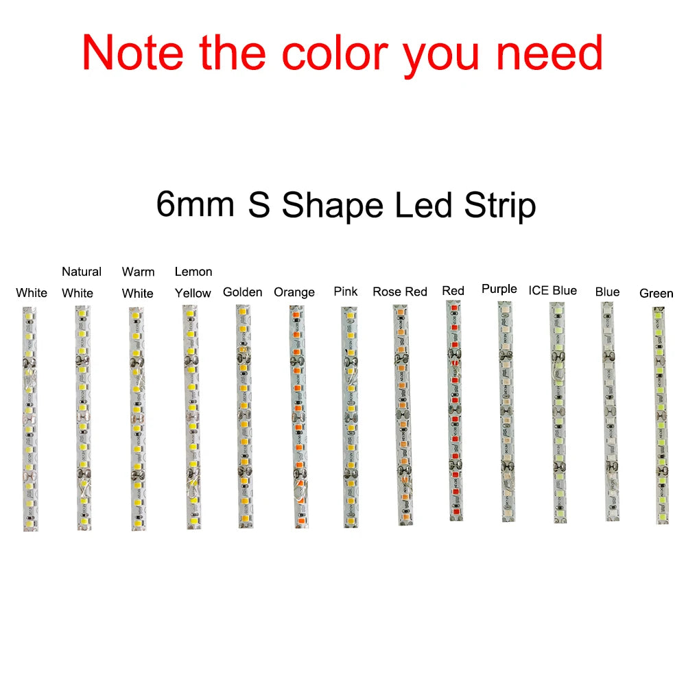 6mm 2835 S Led Strip Bendable DIY Neon Tape Light DC12V 120LED/m for DIYNeon Sign Letter Flexible Foldable String Lamp
