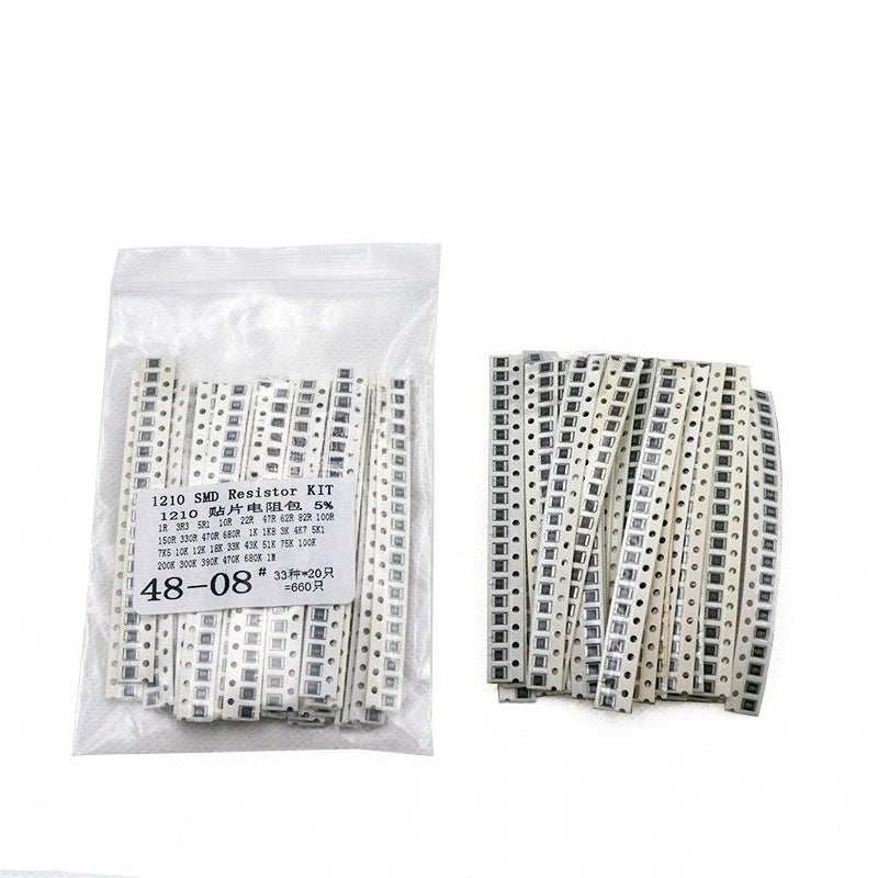 1210 SMD Resistor Assortment Kit 33 Values 20 Pieces Each Total 660 Pieces 5 Percent Tolerance Electronic Component Pack