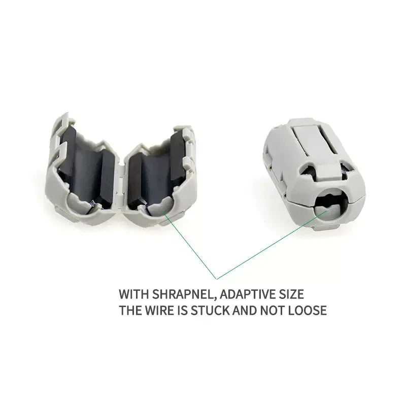 20Pcs 3.5/5/7/9/13/15mm Ring Core Ferrite Bead Clamp Choke Coil EMI RFI Noise Filter Clip Snap Cable for Black Magnetic Snap-on