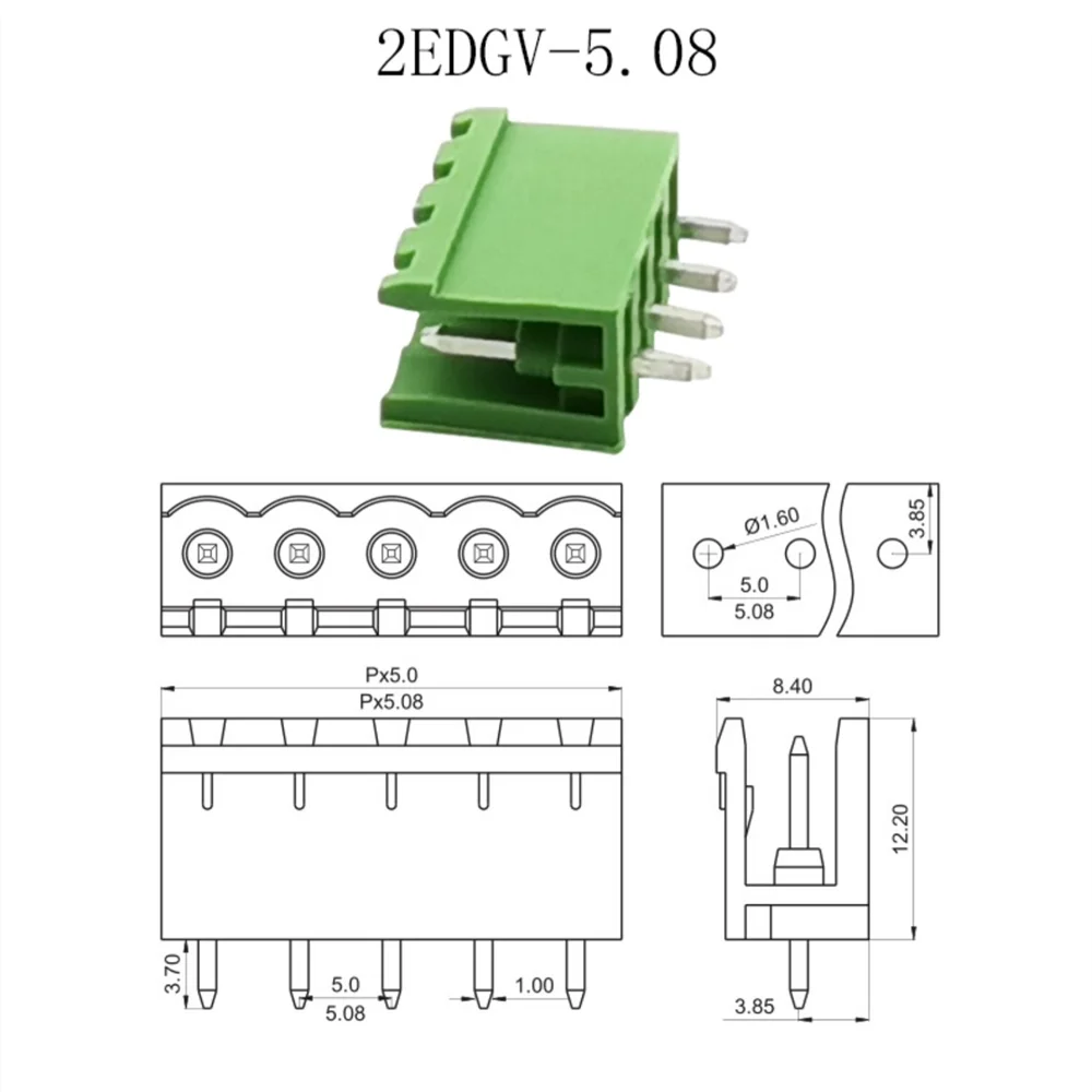 5/10Pairs 2EDG 5.08mm Pitch Screw Terminal Blocks 2/3/4/5/6/7/8/9/10/12 Pin Male Plug Female Socket PCB Connector 5.08 mm