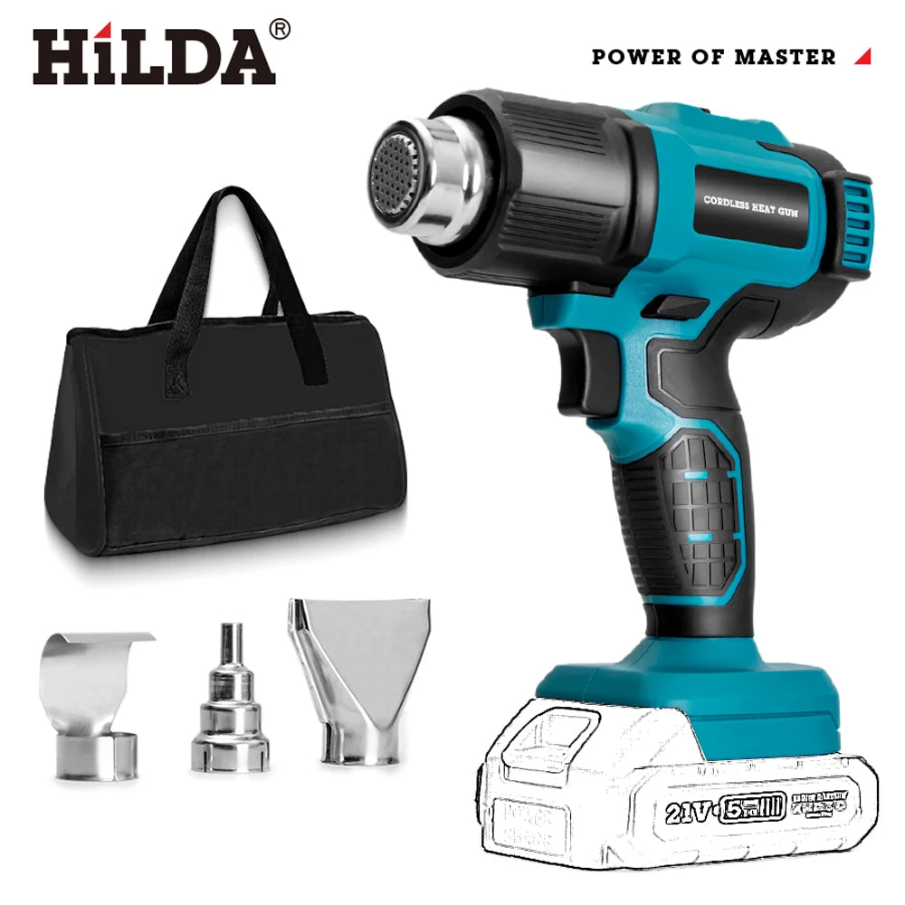 HILDA Handheld Hot Air Gun Adjustable Temperature Non-adjustable Temperature Portable for Makita 21V Battery Electric Heat Gun