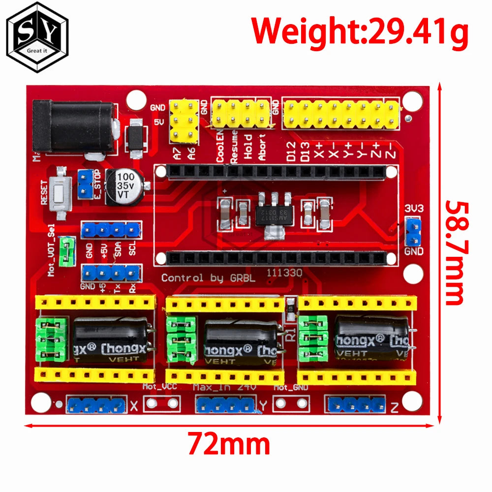 3DV4 CNC Shield V4 + Nano 3.0 + 3pcs DRV8825 Reprap Stepper Drivers Set For Arduino