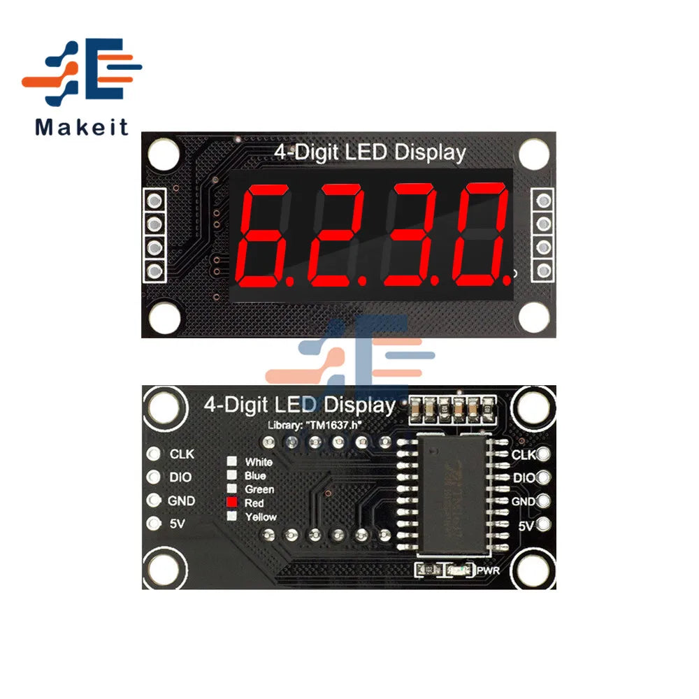 0.36 Inch 4 Bits 6-Digit LED Digital Display Tube Module 5V 7 Segments TM1637 0.36" Anode Tube Decimal Display Module FIve Color