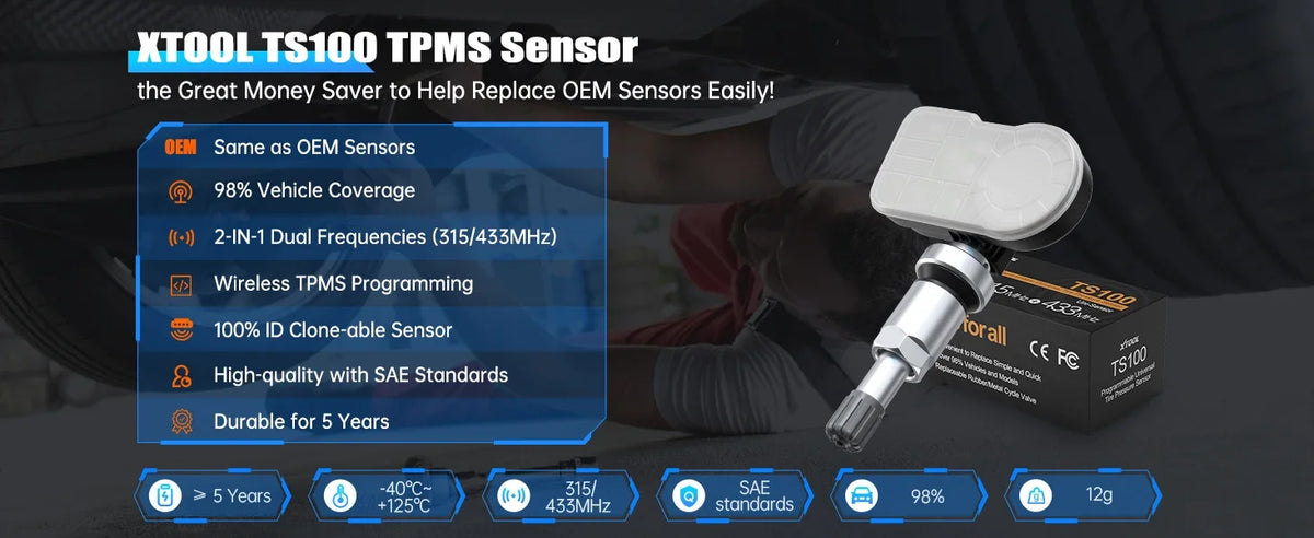 XTOOL TS100 PRO Sensor TPMS Sensor Tire Repair Tools TPMS Pressure Monitor Tester Automotive Tire Pressure Programming Sensors