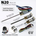 N20 Encoder Motor with Hall Sensor, 6V DC Micro Gear Motor Low Speed, M4 Threaded Shaft for DIY Robotics and Models