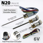 N20 Encoder Motor with Hall Sensor, 6V DC Micro Gear Motor Low Speed, M4 Threaded Shaft for DIY Robotics and Models