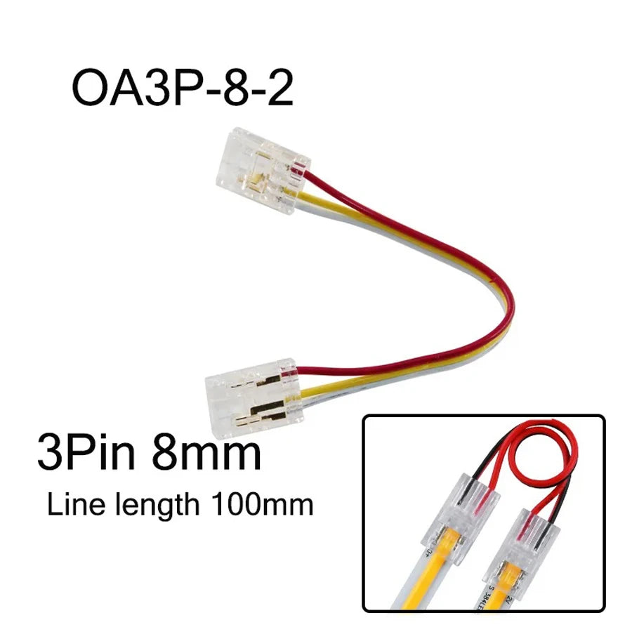 COB Led Strip Connector Light Strip Wire Connectors 2 3 4 Pin L-shaped For 5 8 10mm Width PCB Single Color RGB CCT Strip