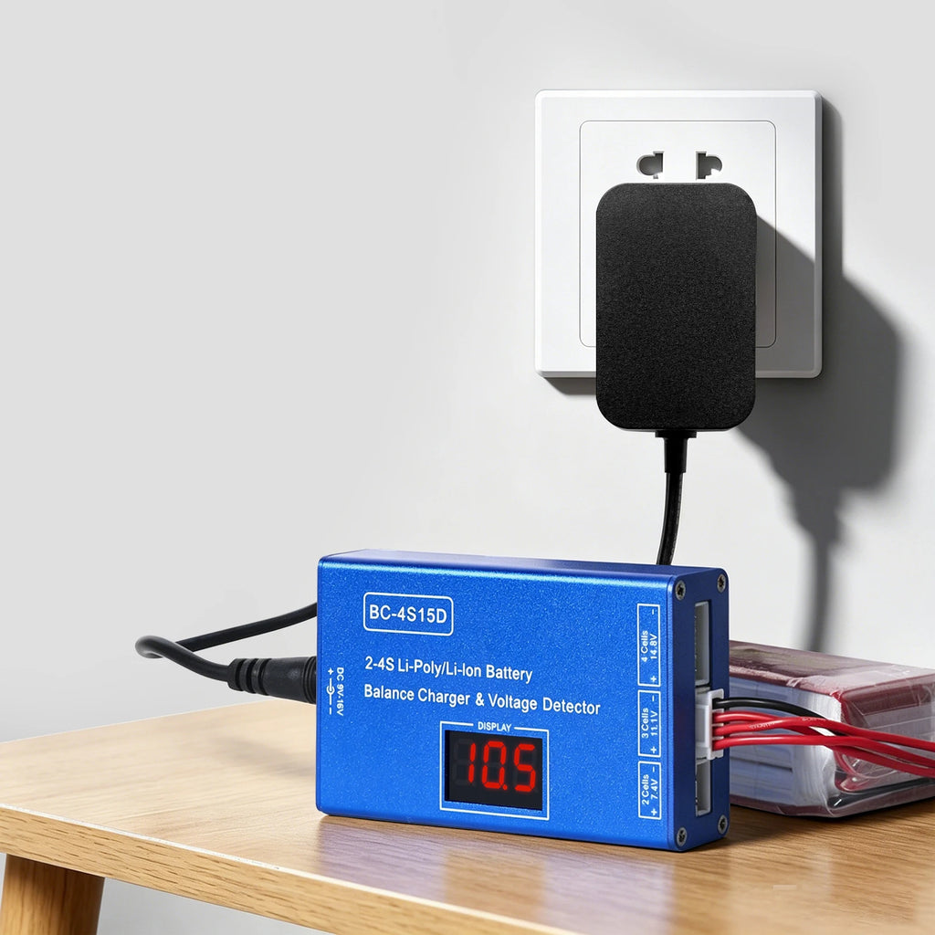 BC-4S15D Lipo Battery Balance Charger with Voltage Display Screen Lithium Lipo RC Balance Charger for 2-4S RC Batteries