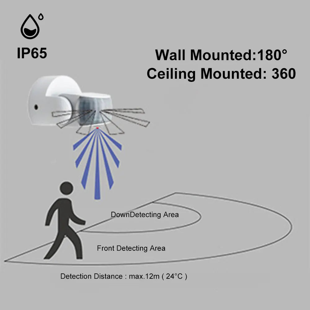 Automatic PIR Infrared Motion Sensor AC 220V-240V Detector Double Probe Induction Movement Light Switch Outdoor IP65 180 Degree