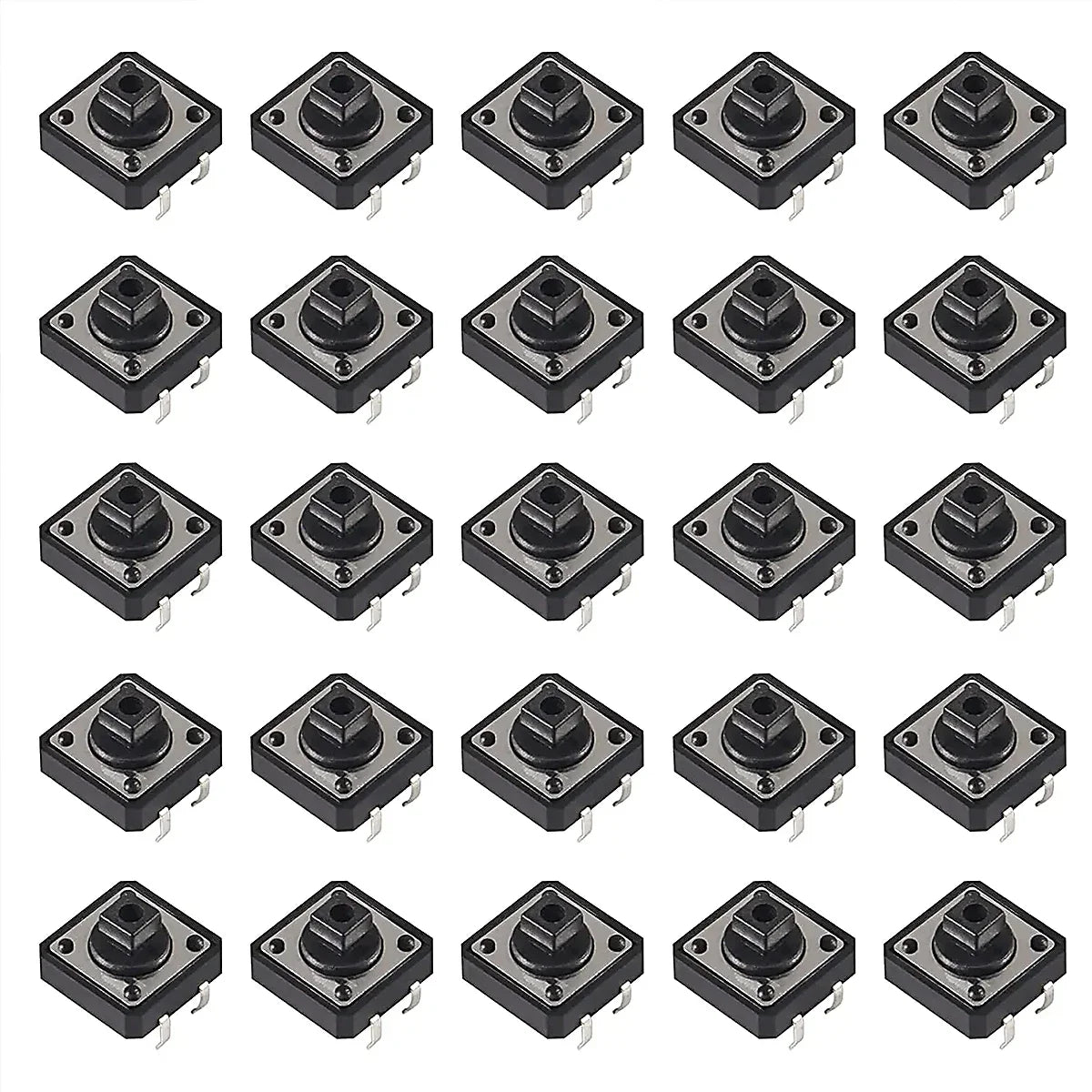 25pcs 12x12x7.3mm Momentary Tact Tactile Push Button Switch Touch Switch Micro Switch 4 Pins SMD PCB with Cap for Arduino
