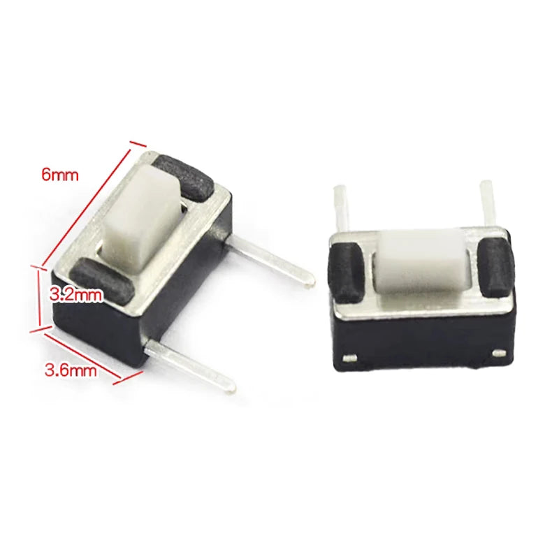 50PCS 3x6 (Side Insertion Two Pin DIP) Mini Tact Switch 3*6*4.3/4.5/5/5.5/6/6.6/7/8mm 50mA DC 12V Micro Push Button Switches