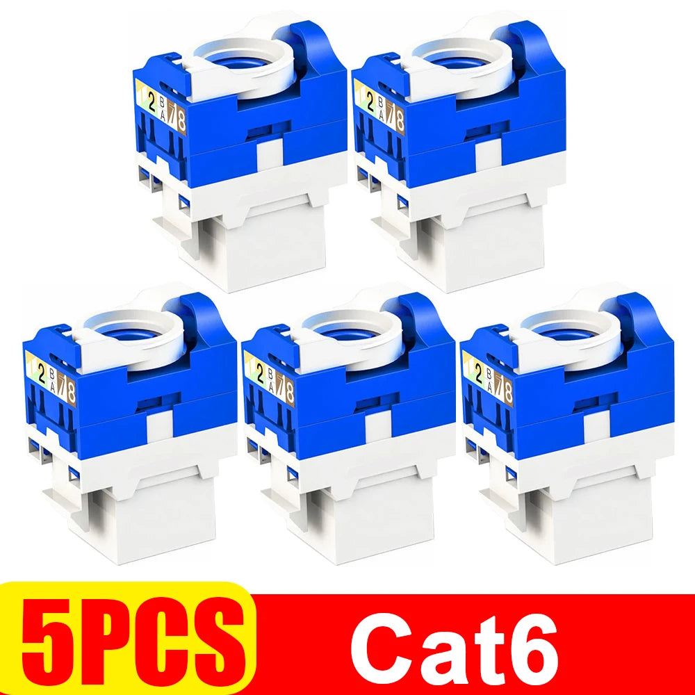 Cat6/Cat6A/Cat5e Tool-Less RJ45 Keystone Jack Network Coupler Ethernet Wall Jack Connectors High-speed RJ45 Keystone Adapters