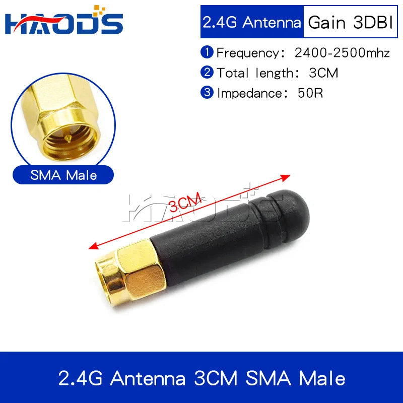 2PCS 2.4G Antenna Fold Glue Stick 3DBI WLAN Router Antenna Wifi Module Signal Enhancement 2400-2500mhz SMA Male Connector 6DBI