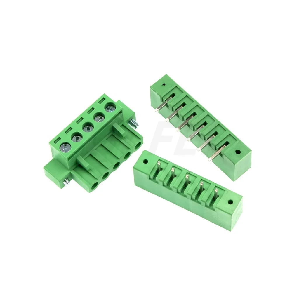 5pcs Terminal Connector 2EDGKM 3.81mm 5.08mm 3.5mm Pitch 15EDGKM PCB Terminal Block Plug-in Type 2~24P With Flange Fixed Panel