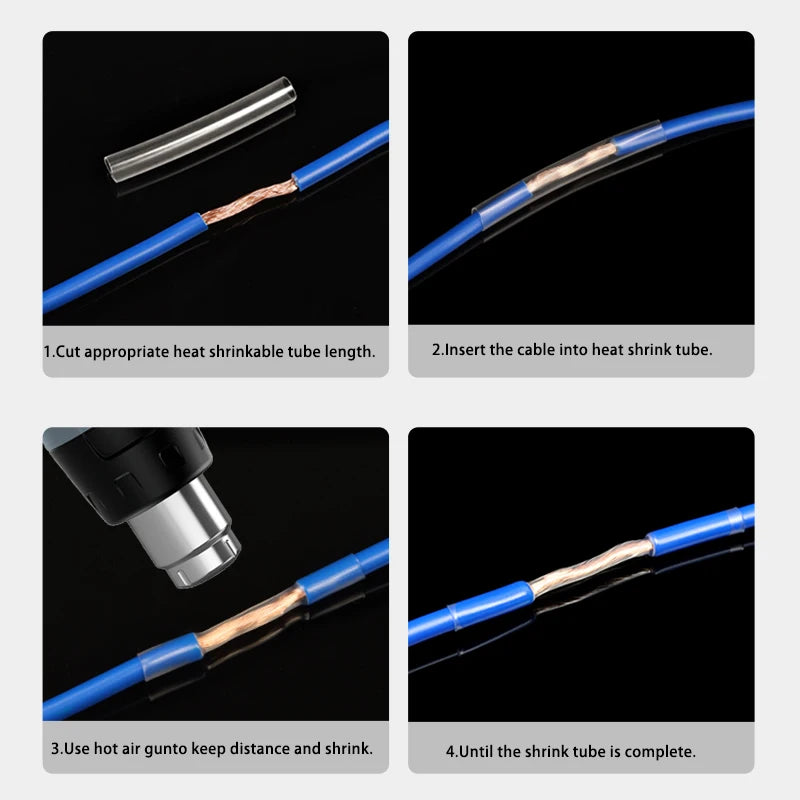 1 - 100m Transparent 1mm ~ 20mm Super Thin Wall Soft Shrinkable Tube 2:1 Heat Shrink Tube Earphone Line Audio Cable Sleeve Wrap