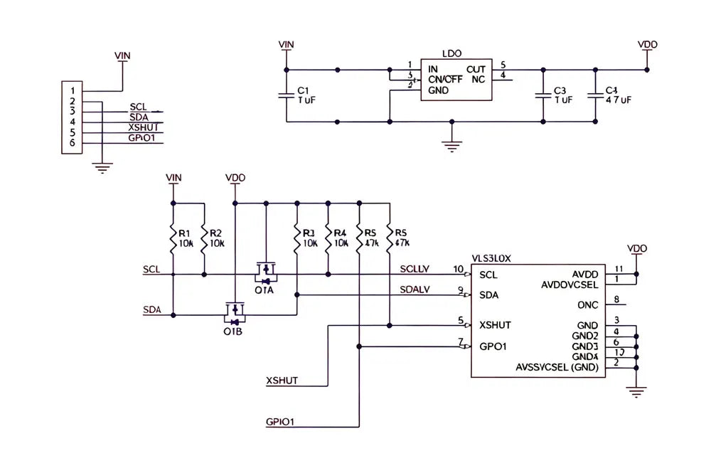 VL53L0X Time-of-Flight (ToF) Laser Ranging Sensor Breakout 940nm GY-VL53L0XV2 Laser Distance