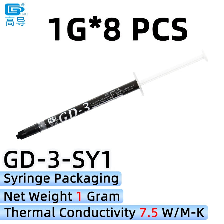 GD-3 Thermal Paste Performance 1/3/7/15/30g Gray 7.5W/m-k For CPU GPU Heat Sink Cooling Cooler Grease Compound Silicone CN SY BB