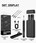 JCD Wireless Soldering Iron Portable 180-450 °C Adjustable Temperature built-in battery with 3Tip Soldering Tool Kit USB-5134