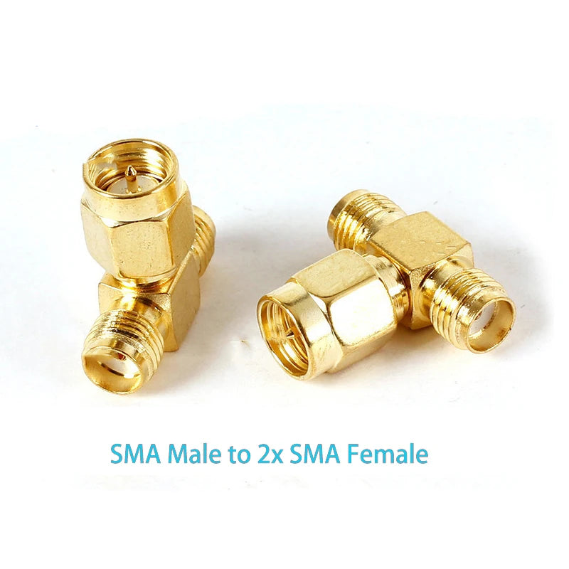 SMA 3 Way Adapter SMA Male to Dual 2 SMA Female Splitter 'T' Type Connector Adapters
