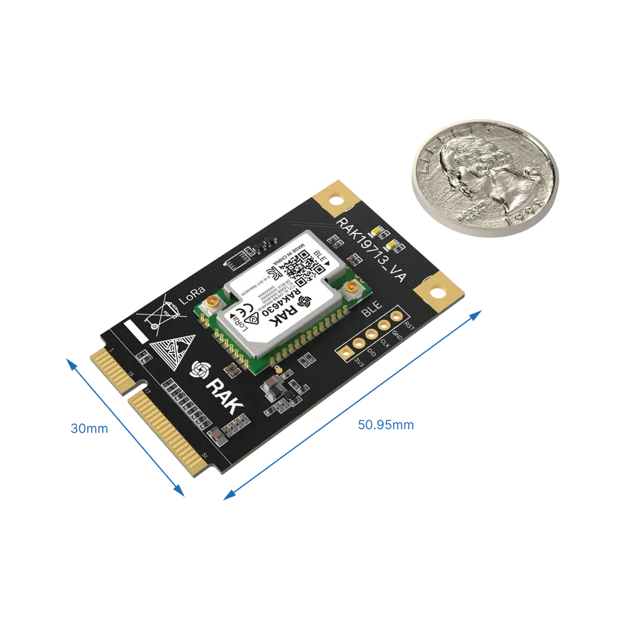 RAK19713 Mini PCIe Module For LoRa® LoRaWAN® Mini PCIe Module For Linux Gateways, CM4 Carrier Boards And Industrial PCs