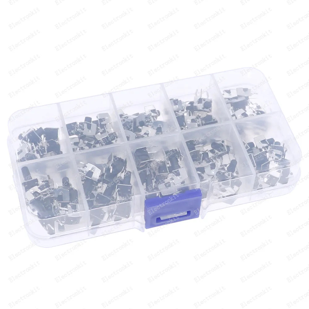 100pcs 10value 6x6mm Panel PCB Momentary Tactile Tact Mini Switch kit Box6*6*4.3/5/6/6.5/7/8/9/10/11/12mm Right Angle With stent